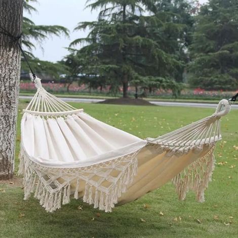 Hamac à pampilles en toile de camping en plein air, balançoires intérieures simples et doubles (1/4)