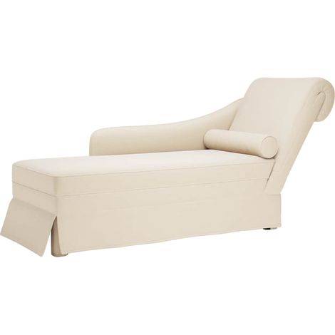 Chaiselongue mit Nackenrolle und Rechter Armlehne Leinen