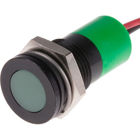 Voyant LED lumineux Vert RS PRO, dia. 14mm, 6 36V c.c., IP67 ( Prix pour 1 ) (1/2)