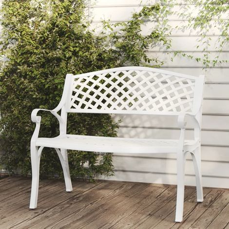 Banc de jardin, Banc de jardin, Banquette design contemporain 102 cm Aluminium coulé Blanc NKK99886 (1/5)