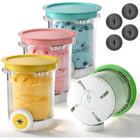 Ninja Swirl Ice Cream Tubs – Set of 4 x 480 ml (NC700/NC701EU) – BPA-free, dishwasher-safe – With pouring spout and spoon (1/5)