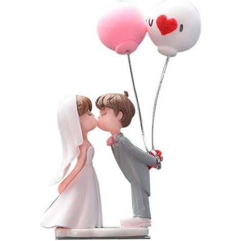 Adorables décorations de tableau de bord de voiture - Couple de dessin animé - Ornement romantique de bureau - Statue de couple - Décoration coulissante - Figurine de de ballon de (1/5)
