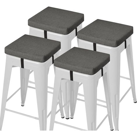 Lot de 4 petits coussins de tabouret de bar carrés antidérapants avec attaches et housse lavable en machine, 30,5 x 30,5 x 5,1 cm (gris foncé) (1/5)