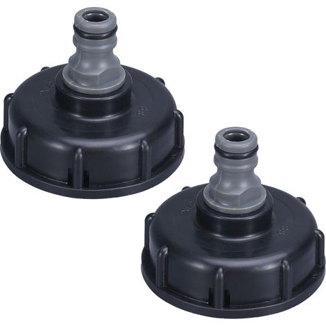 Bouchon IBC S60x6 accod Mamelon, Adaptateu de ésevoi d'Eau 1/2" Noi, 2 Pièces