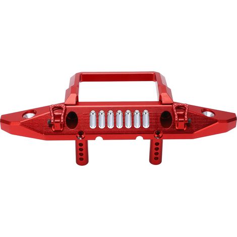 Frontstoßstange aus Aluminiumlegierung mit RC-Car-Zubehör und LED-Lichtaufnahme, kompatibel mit Axial 1/6 und SCX6 (rot). (1/5)