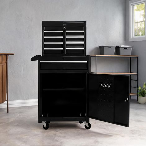 Servante d'atelier coloris noir en acier 58,5 x 28 x 102 cm (1/5)