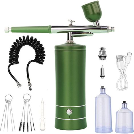 Kit aérographe avec compresseur, pistolet aérographe portatif automatique avec buse de 0,3 mm, rechargeable, pinceaux aérographes portables pour la peinture (1/5)