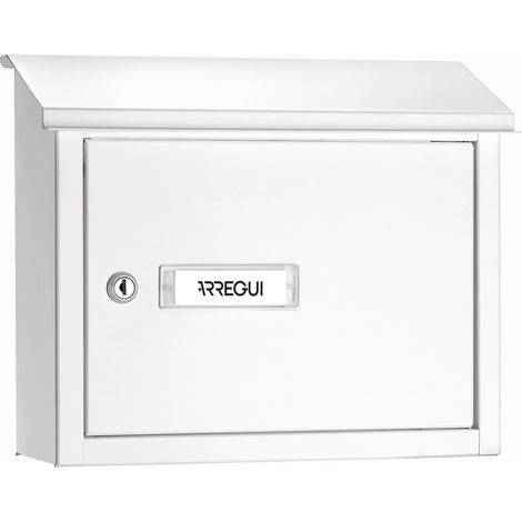 ARREGUI V4061 Boîte aux lettres en aluminium pour porte, mur et portail, Boîte aux lettres intérieure avec fente de 33 x 4 cm, Taille M (Courrier A4), Anticorrosion, Installation facile, Blanc