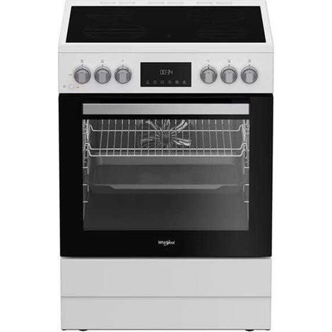 Whirlpool – Cuisinière vitrocéramique 4 foyers – Four électrique 72L chaleur pulsée – Nettoyage catalytique – 8 fonctions de cuisson – Finition blanche