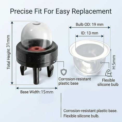 Priming Pump Strimmer and Transparent Pear, Oil Bubble Carburettor Replacement Bulb for Lawnmower, Blower, Chainsaw, Accessories Engine Spare Parts (1/3)