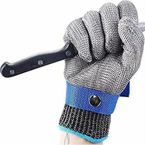 Guantes protectores resistentes a cortes, malla de acero inoxidable, guantes de carnicero resistentes a cortes aptos para uso alimentario, guantes de acero para cocina, XS 21 cm (1/4)