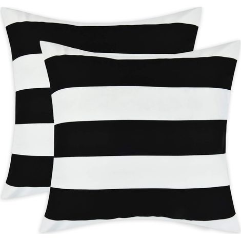 Housse de coussin 45x45 cm, lot de 2 taies d'oreiller rayées, rembourrage doux, pour canapé et chambre à coucher, noir et blanc (garniture de coussin non incluse) (1/4)
