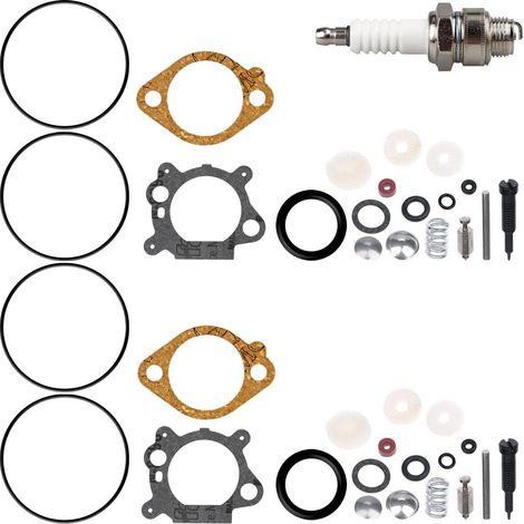 2 - Kit de révision de carburateur - Bougie d'allumage - Remplacement pièces 498260 398183 - Pour moteur Briggs Stratton Toro tondeuse - Noir - Taille standard (1/5)