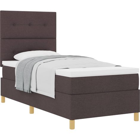 Maison Exclusive - Lit à ressorts avec matelas Marron foncé 80 x 200 cm tissu