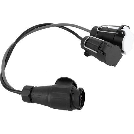 Adaptateur prise caravane 13 vers 7 broches N/S, convertisseur fiche mâle-femelle, câble de remorque, usage camping-car, longueur 1m, noir, universel. (1/5)