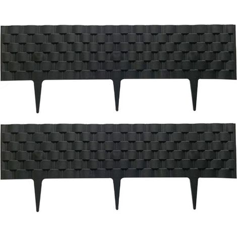60cm Gartenumrandung, Palisade, Parterre, Rattanoptik, Anthrazit (1/4)