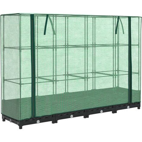 Fioriera rialzata per aiuola fioriera per terrazza giardino rialzato con copertura effetto rattan 160 x 40 x 123 cm nero 020038747