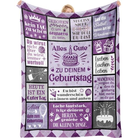 Coperta Compleanno Plaid Morbida Accogliente Viola 132x157 cm (1/5)