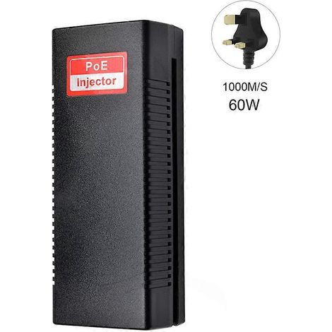 Alimentation PoE 60 W IEEE 802.3at Draft 4.1 1000 Mbps pour la surveillance de sécurité - Prise britannique (1/5)