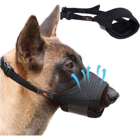 Muselière pour Chien en Maille Douce et Respirante,Muselière pour Chiens, Reglable, Respirable, Souple, Empêcher de Mordre, (1/5)
