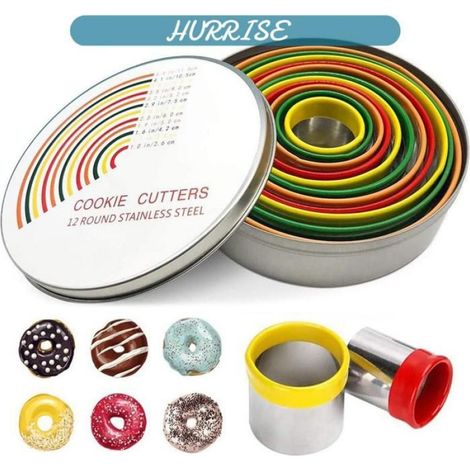 12 Emporte-pièce,Acier inoxydable,Diamètres variés,Bords lisses,Pâtisserie,Cuisine (1/5)