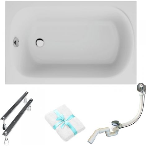 Polimat rechteckige Badewanne Mini 110x70 mit verchromtem Siphon und Füßen