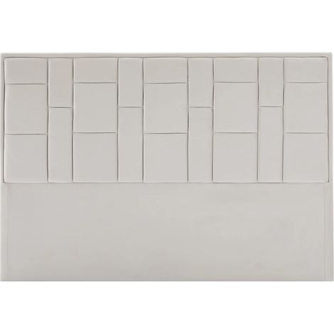 Vente-Unique – Tête de lit 160 cm – Velours 100% polyester – Beige – Garnissage mousse polyuréthane 20 kg/m³ – Structure bois (1/4)
