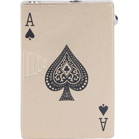 Briquet Poker anti-vent, UV, alliage zinc, rechargeable, pour cigare et cigarette, homme femme, or, forme pique. (1/5)