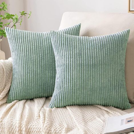 Set of 4 Cushion Covers, 40x40cm Corduroy, Vertical Stripes, Hidden Zipper, for Living Room, Bedroom, Sofa (1/5)