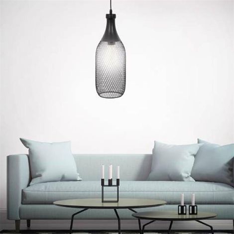 Suspension Forme Bouteille Filaire Metal Noir (1/5)
