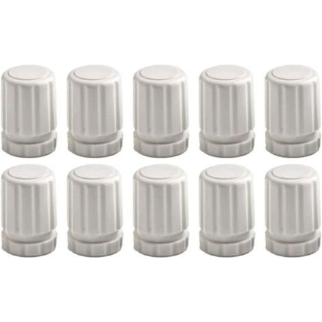 Lot de 10 interrupteurs de volant manuels en ABS blanc pour collecteur de chauffage au sol, couvercles de valve de radiateur M30 x 1,5, boutons de contrôle de température pour radiateurs et (1/4)