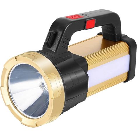 Lampe torche LED rechargeable ultra-lumineuse avec éclairage principal et éclairage latéral, idéale pour les activités de plein air, le camping et le travail. (1/5)