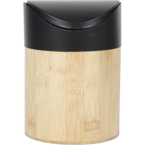 Mini poubelle 1L bambou noir 11,8 × 11,8 × 17 cm (1/5)
