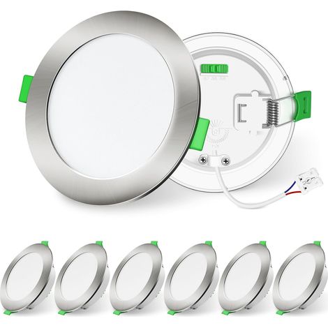 LIGHTING Noir Spot LED Encastrable Dimmable 10W 1050lm Haute Luminosité, Extra Plat Spots de Plafond, 3000K 4000K 6500K Réglable Blanc Chaud Nature Froid Spot Salle de Bain IP44, Lot de 6 (1/5)