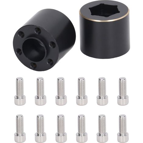 2-teiliger Radnabenverbreiterungsadapter aus schwarzem Messing, 1,9/2,2 Zoll, für ferngesteuerte Autos, 18,5 mm / 0,7 Zoll (1/5)