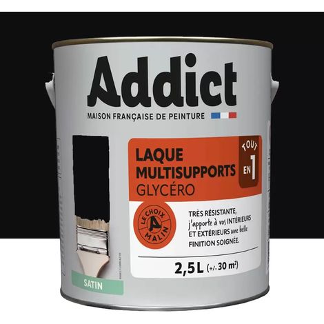 Laque Glycéro Multisupports Addict Noir Satin 2,5 L (1/2)