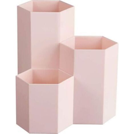 Pot hexagonal multifonction rose, pour ranger pinceaux maquillage, pinceaux peinture, stylos et papeterie, décoration de bureau, 1 pièce (1/5)