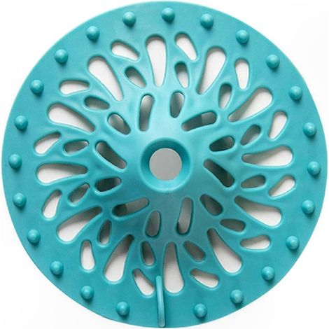 Grille d'évacuation ronde souple et résistante avec anti-cheveux, accessoire de maison, bleue (1/5)