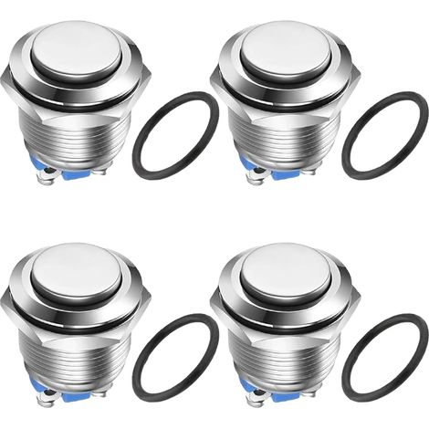 4 Pièces Bouton De Démarrage Rond 16mm,16 mm Interrupteur à Bouton-poussoir, Bouton Poussoir Momentané 12V 24V,Résistant à l’Eau et à la Poussière,pour Tableau de Bord Voiture et Projets Électroniques (1/5)