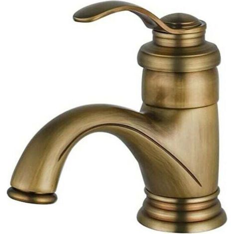 Mitigeur de lavabo rétro antique, robinet de salle de bain en laiton brossé style nostalgie pour installation de salle de bain (1/4)