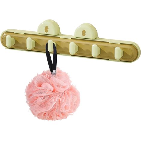 Ganci estraibili scorrevoli, ganci a ventosa - appendiabiti con 6 ganci, adatto per utensili da cucina, non richiede foratura, appendiabiti scorrevole - ecologico.