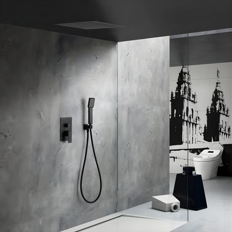 IMEX - Ducha Empotrada Monomando Serie Volga Negro Mate