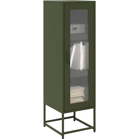 vidaXL Credenza Verde Oliva 36x39x123 cm Acciaio Laminato a Freddo