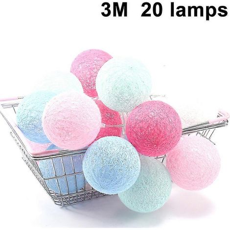 Guirnalda de luces LED de bolas de algodón, funciona con pilas, para decoración de interiores, ideal para Navidad, bodas, fiestas, habitaciones y cortinas. (1/5)