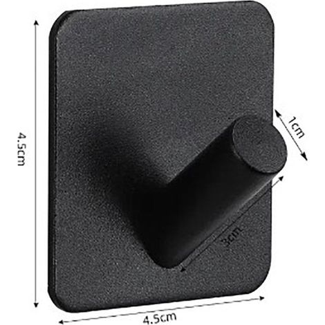 Crochets porte-serviettes autocollants - Porte-serviettes - Crochets de suspension autocollants - Lot de 4 - Carrés - Noirs avec épingle coudée (1/4)
