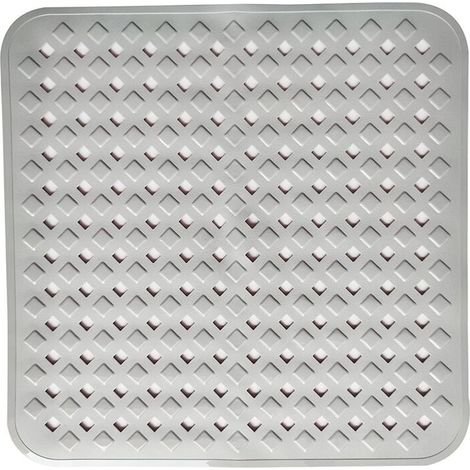 (Gris) Tapis de douche antidérapant pour peaux sensibles 53 x 53 cm, sans BPA, tapis de douche antidérapant anti-moisissure, tapis de sol de salle de bain lavable en machine (1/4)