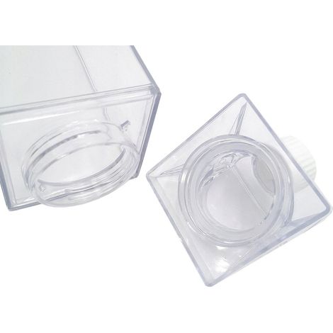 Bouteille d'Eau 1000 ml en Plastique Transparent Forme Brique de Carton Motif Vache - PANGIVO (1/3)