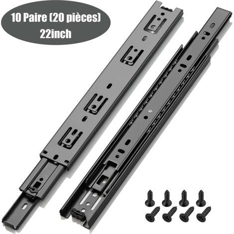 Schubladenschiene, Tragfähigkeit bis zu 45 kg, mit Kugellager, 550 mm Auszug, 10 Paar (20 Stück) (1/5)