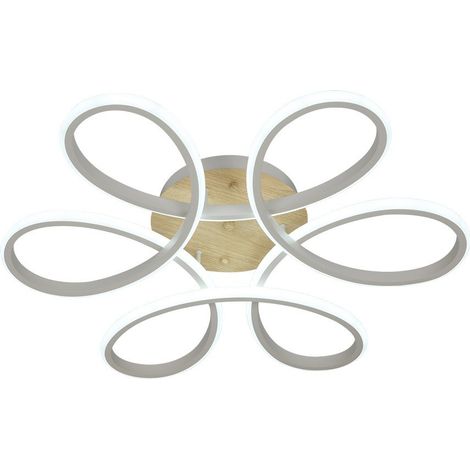 Plafón LED 130W 14300lm 3000-6500K 61cm Blanco/Haya regulable Serie Bandeira