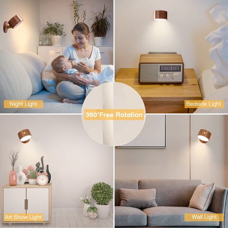 Lampe de lecture murale magnétique LED rotative à 360° (1/5)